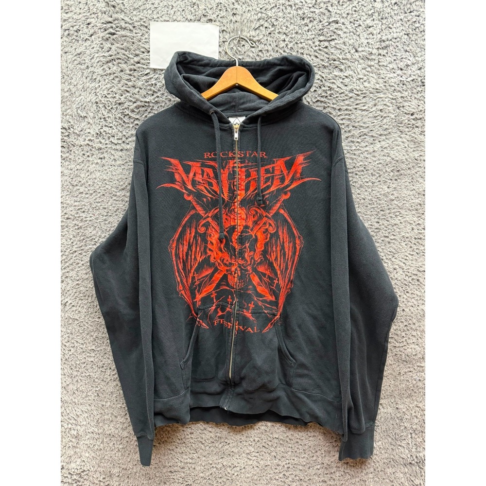 Rockstar Mayhem Festival 2008 Graphic Fleece Full-Zip Hoodie Black Size XL